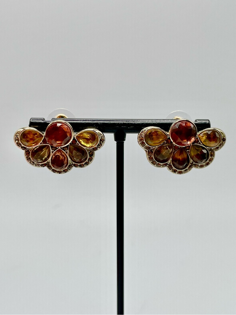 JewelMint Amber-Tone Cluster Stud Earrings Like New